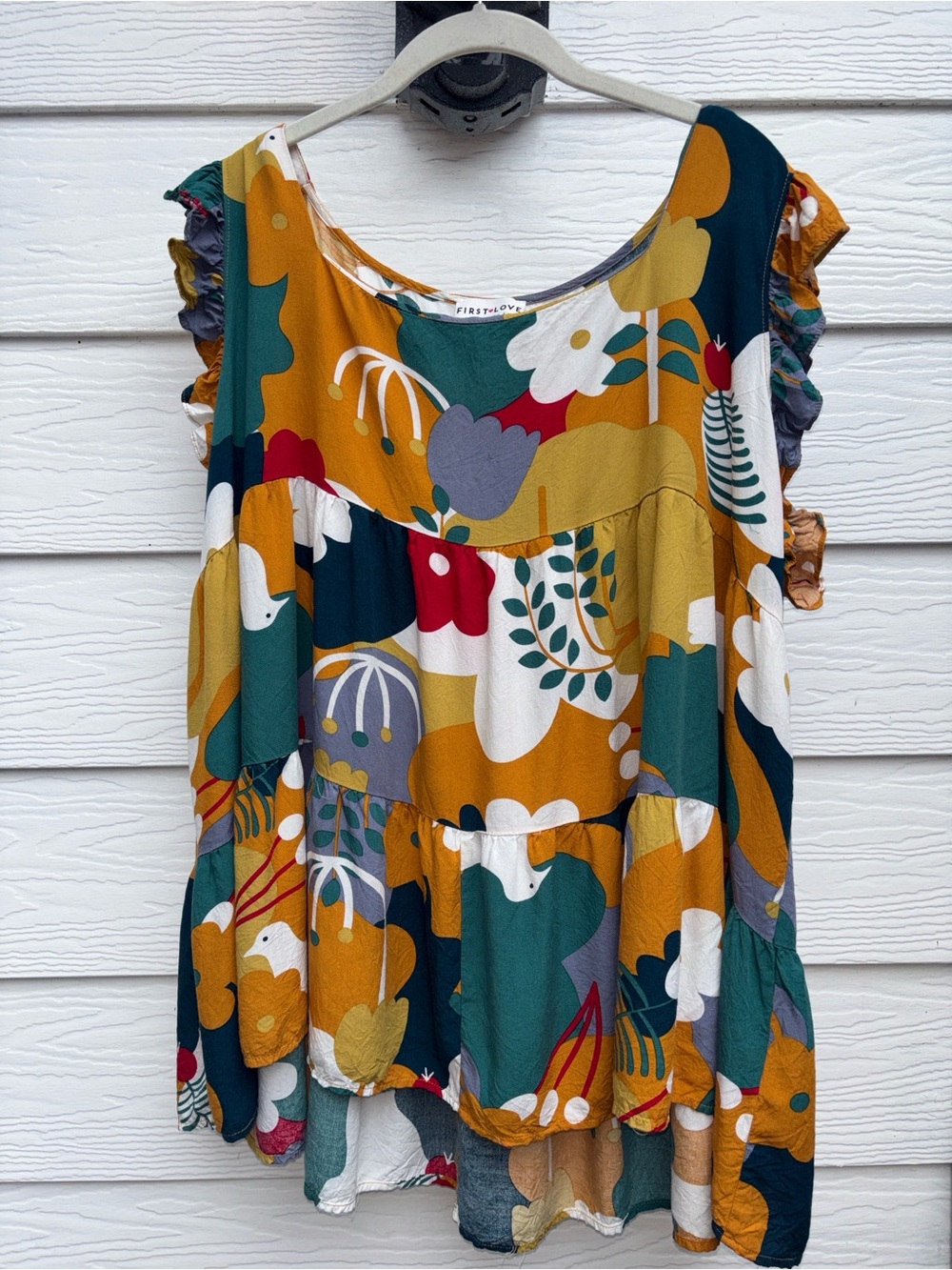 First Love Lovelyn Boho Floral Babydoll Top Flowy Tier Women’s Plus 3X